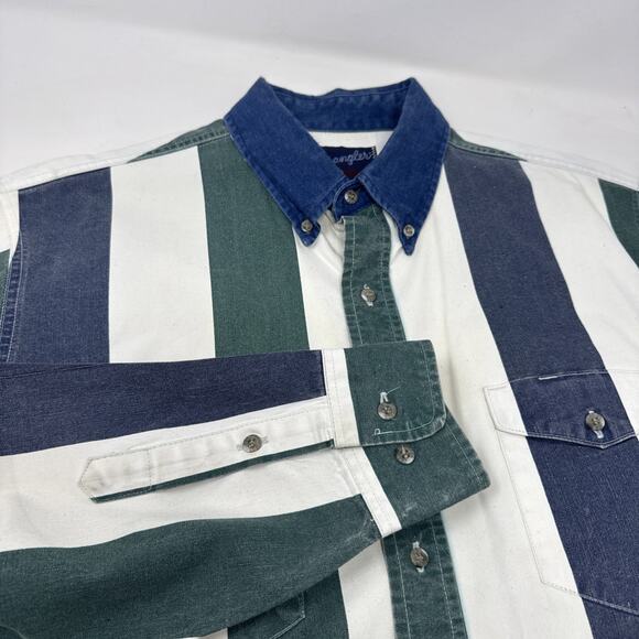 Vtg WRANGLER Brushpopper Shirt XL 17- 35 Western Rodeo Cowboy 90s Workwear RARE - Picture 1 of 11